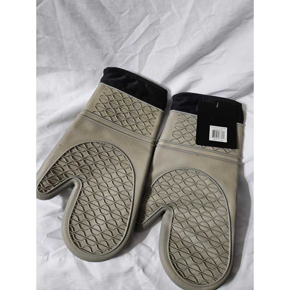 Silicone Oven Mitts Heat Resistant 2PCS 12.5" Smoke Oysterβ NEW